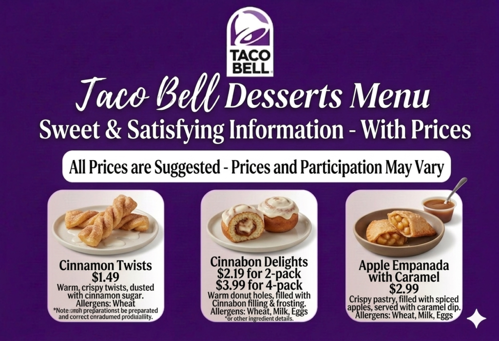 Taco Bell Desserts Menu with prices